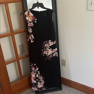 White House Black Market Black Floral Midi Dress